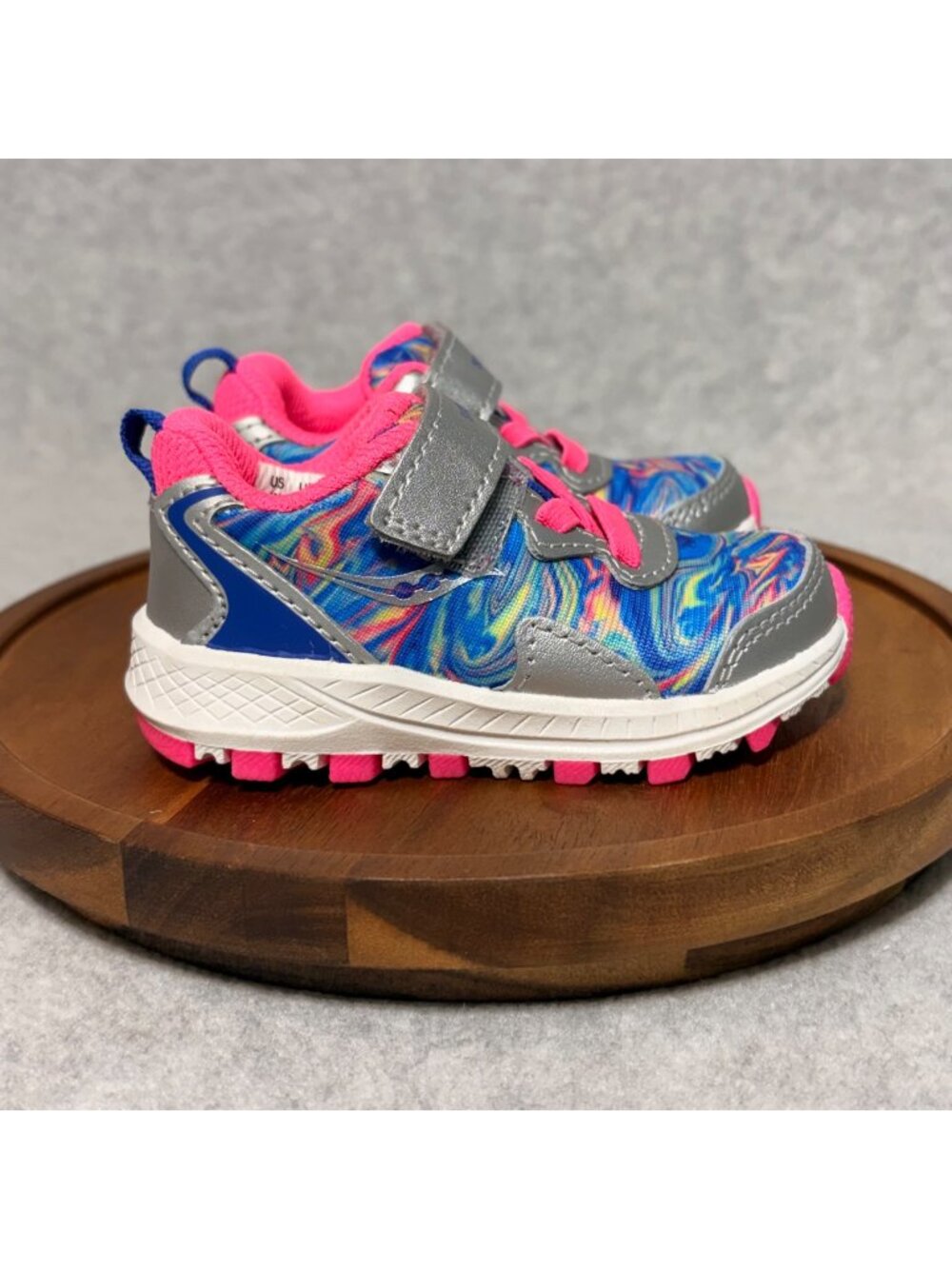 Saucony Kids Shoes Toddler Size 4M Multicolor Swirl Blue Pink Hook/Loop Closure